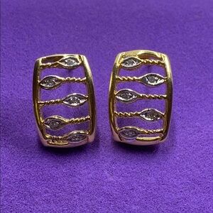 💛 Vintage 14k Gold Posts | Yellow & White Gold Plated Earrings | Luxe Statement
